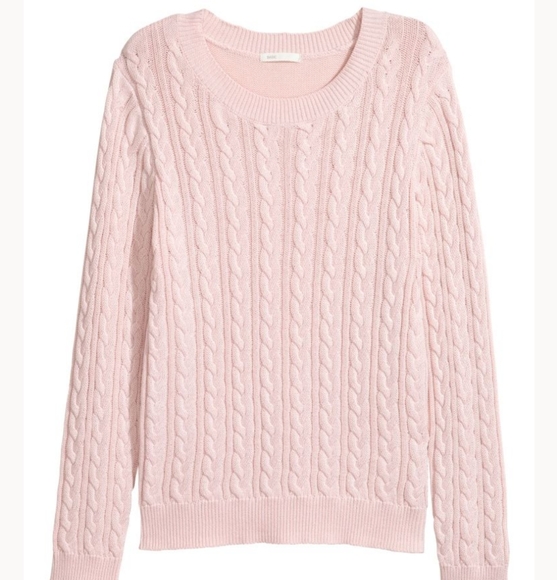 Light Pink Cable Knit Sweater - Picture 1 of 6